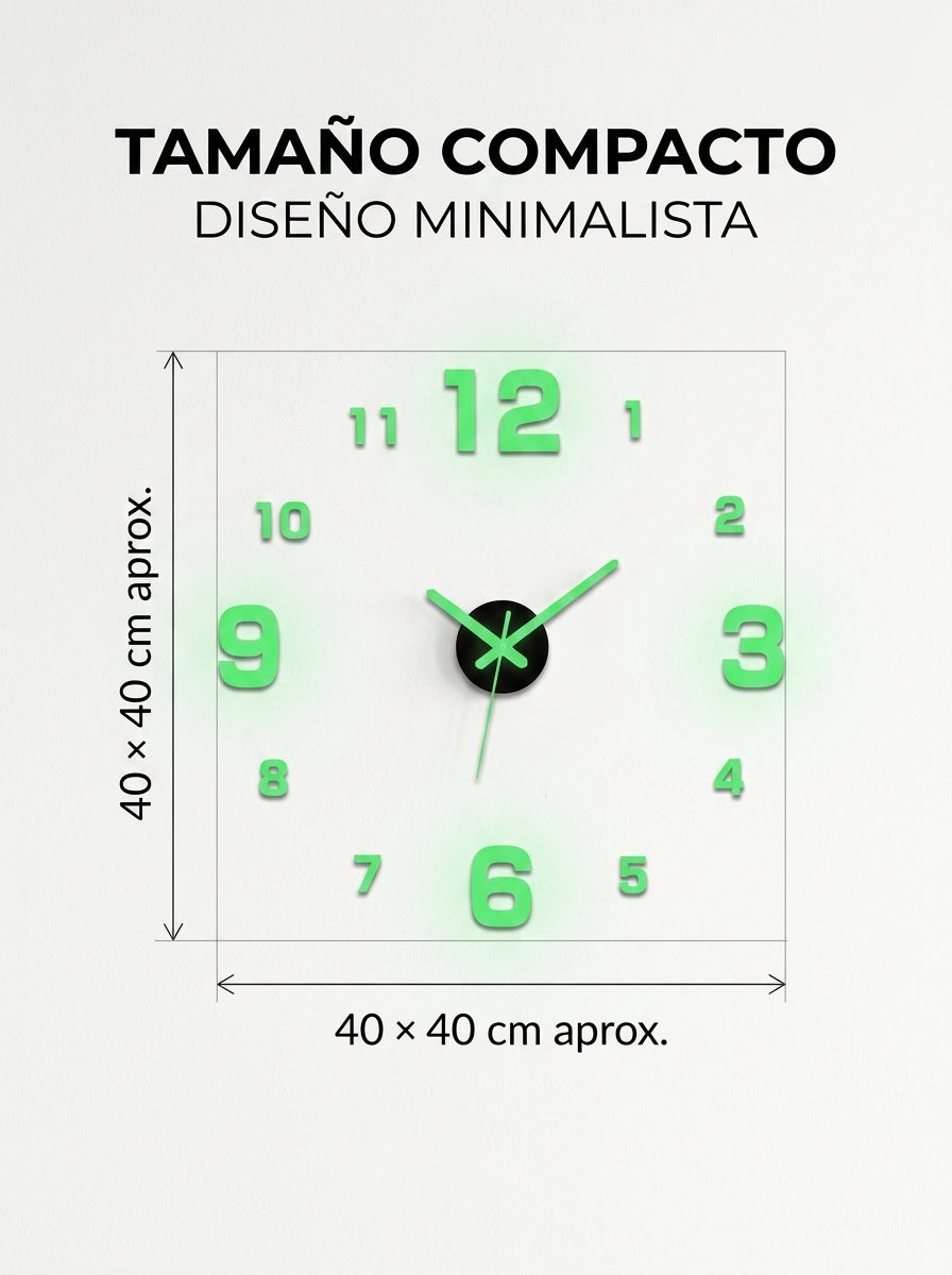 Mini Reloj De Pared Luminoso Adhesivo